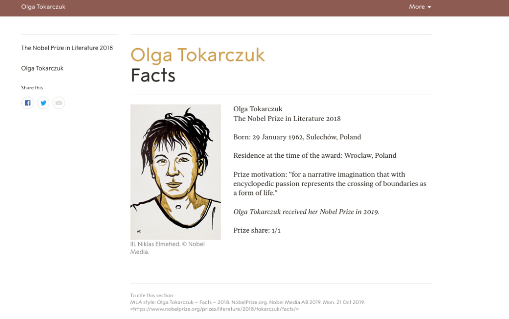 Would Olga Tokarczuk have won the Nobel prize if she had not been